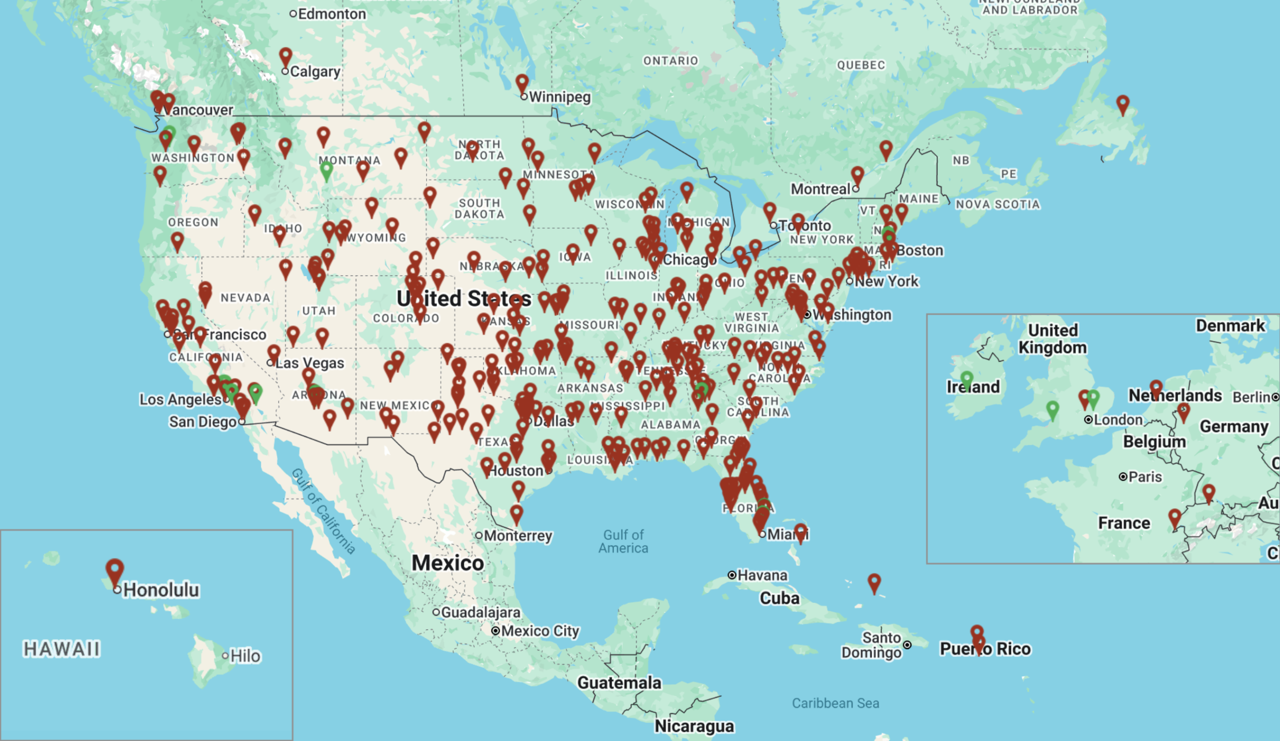 Overview map of CAA locations.