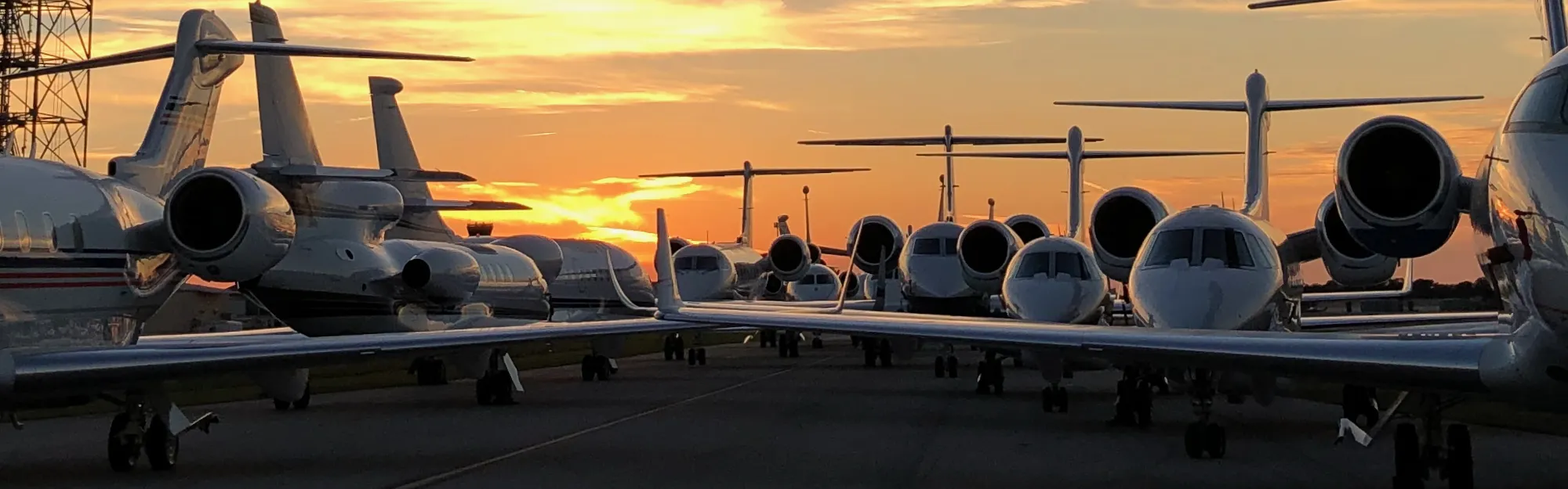 Planes stacked on taxiway at CAA FBO